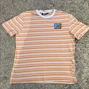 MTV Striped Tee in Orange and White